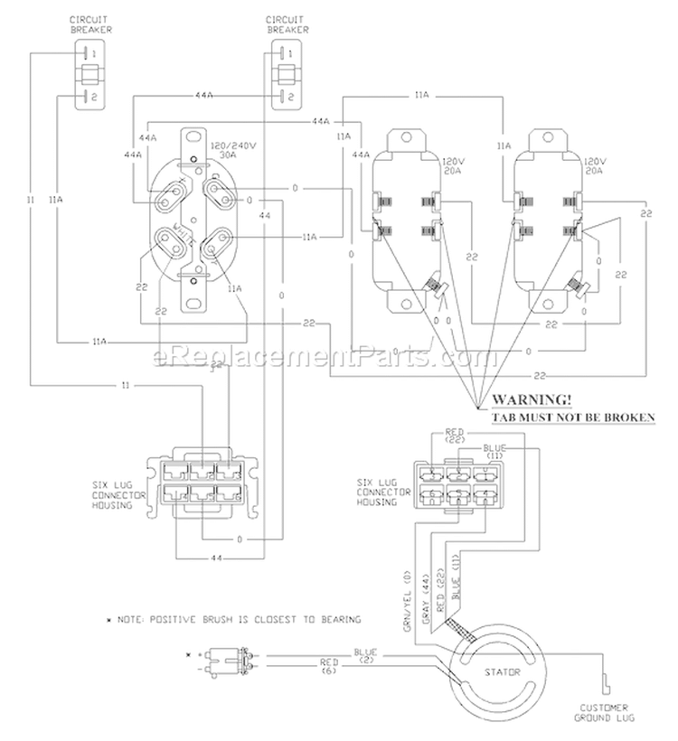 Page E Diagram and Parts List for 1654-0  Briggs and Stratton Generator